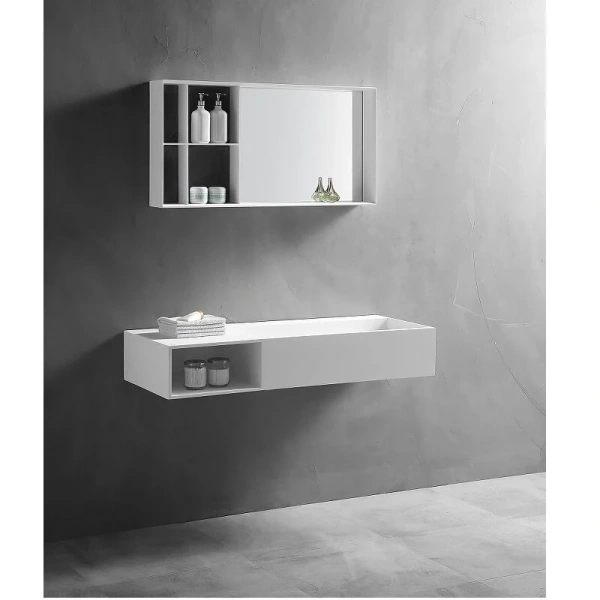 Тумба с раковиной подвесная Abber Stein 100 см левосторонняя AS2640-1.0 L (детальная фотография), окрашенные