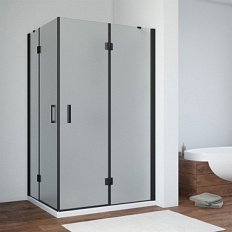 Душевой уголок профиль черный матовый стекло сатин Vegas-glass