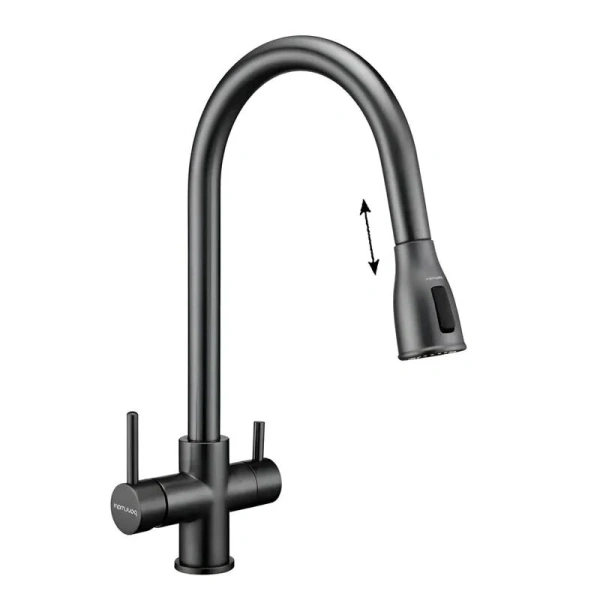 Смеситель для кухни Paulmark Lange вороненая сталь La214212-GM (детальная фотография)