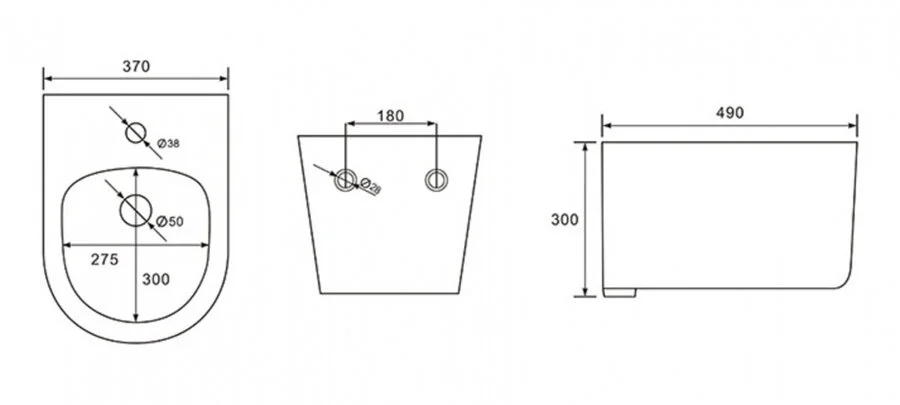 Биде подвесное Акватек Мия AQ1004-00 фарфор (детальная фотография), современные, hi-tech