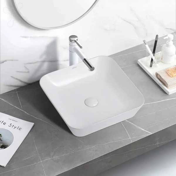 Раковина Abber Rechteck AC2205 43 см квадратная (детальная фотография), накладные (на столешницу), пристенные