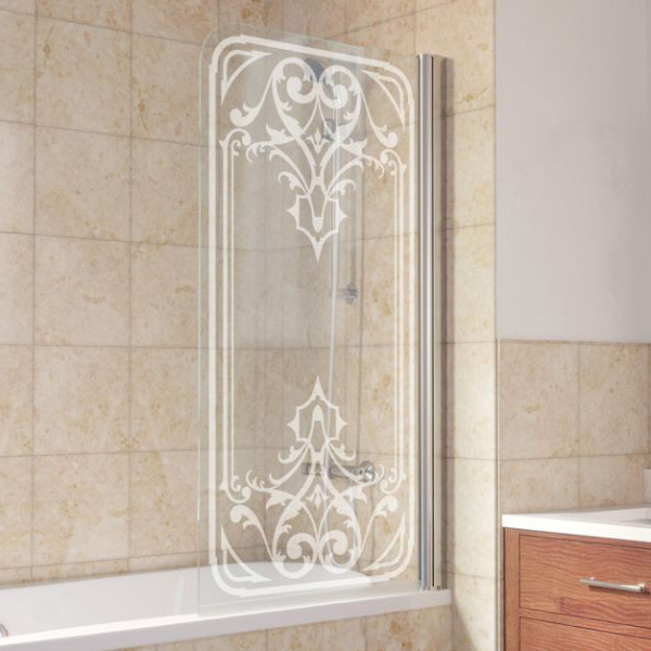 Душевая шторка на ванную рисунок матовый стекло прозрачное Vegas-glass EV 76 ARTDECO D2 R (детальная фотография), современные, hi-tech