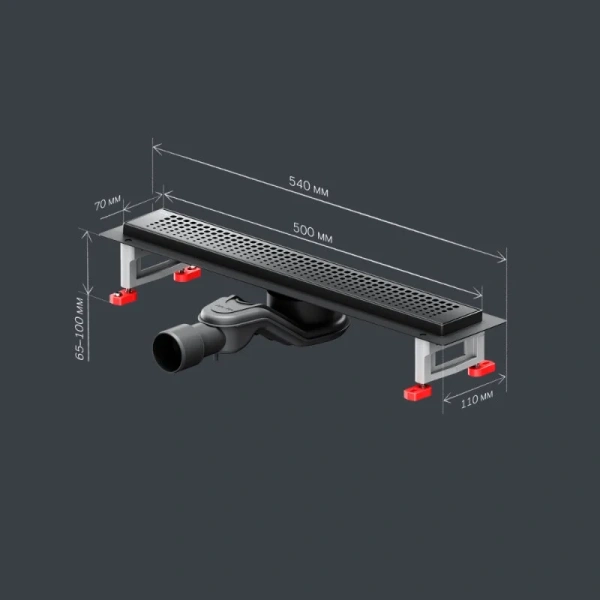 Душевой лоток Am.Pm MasterFlow 50 см черный матовый W01SC-P11-050-01BM (детальная фотография), для монтажа в пол