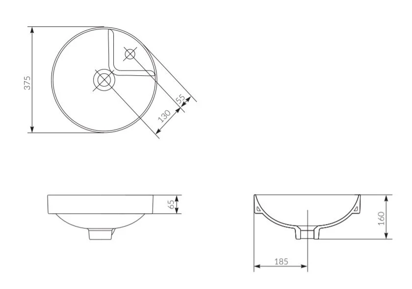 Раковина встраиваемая Cersanit Crea P-UM-CRE38/1-ic 37.5х37.5 см (детальная фотография), современные, hi-tech