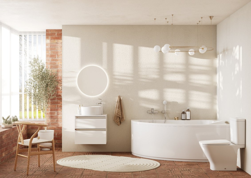 Унитаз компакт Roca The Gap 342477000 горизонтальный выпуск (детальная фотография), с задним подводом воды