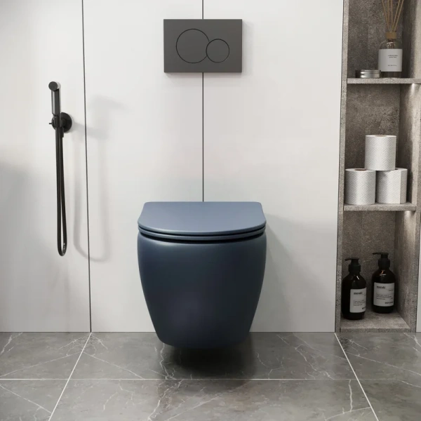 Унитаз подвесной Grossman Color синий матовый GR-4411BLMS (детальная фотография), современные, hi-tech, круглые