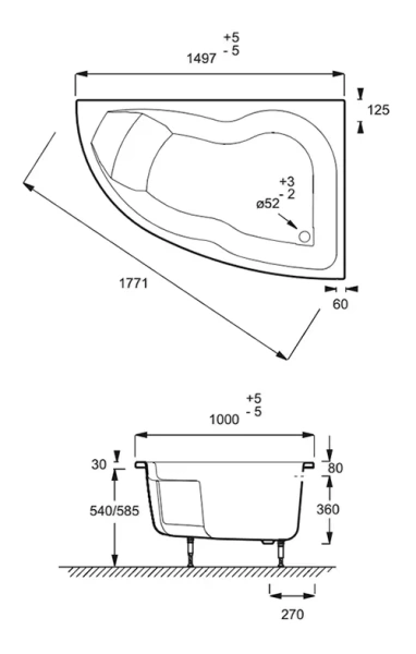 Ванна акриловая Jacob Delafon Micromega Duo 150х100 см левая E60219RU-00 (детальная фотография), акриловые
