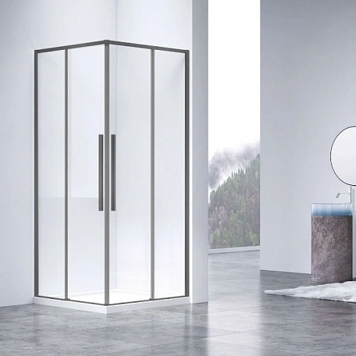 Душевой уголок Vincea Slim-N 90х90 см профиль вороненая сталь - фото 4