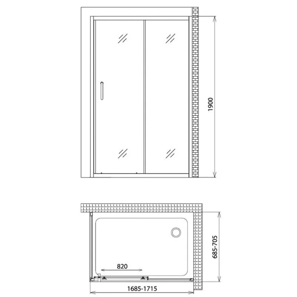 Душевой уголок Gemy Victoria 170 S30191G-A70 (детальная фотография), прямоугольные