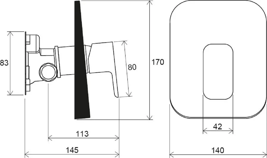 Смеситель для душа Ravak 10° Free TD F 066.00 для R-box X070137 (детальная фотография), скрытого монтажа, встраиваемые в стену