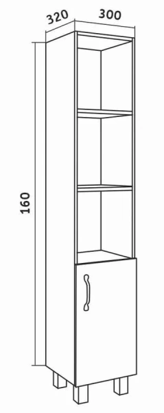 Шкаф-пенал напольный Grossman Флай 30 см дуб сонома/серый 303002 (детальная фотография), в наличии