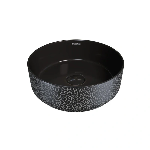 Раковина Grossman Color 35.5 см черная с текстурой кожи GR-5010BBL (детальная фотография)