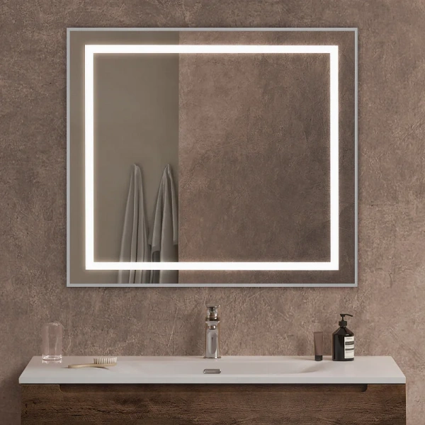 Зеркало с подсветкой BelBagno Kraft 90 см сатин SPC-KRAFT-900-800-SENS-AL (детальная фотография), современные, hi-tech