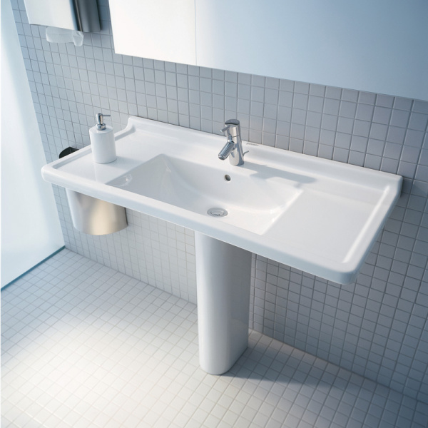 Раковина Duravit Starck 3 105 см прямоугольная 0304100000 (детальная фотография), подвесные, на полупьедестал, на пьедестал, пристенные
