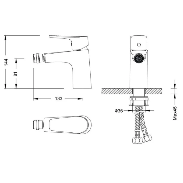Смеситель для биде Акватек Бетта хром AQ1118CR (детальная фотография), для биде