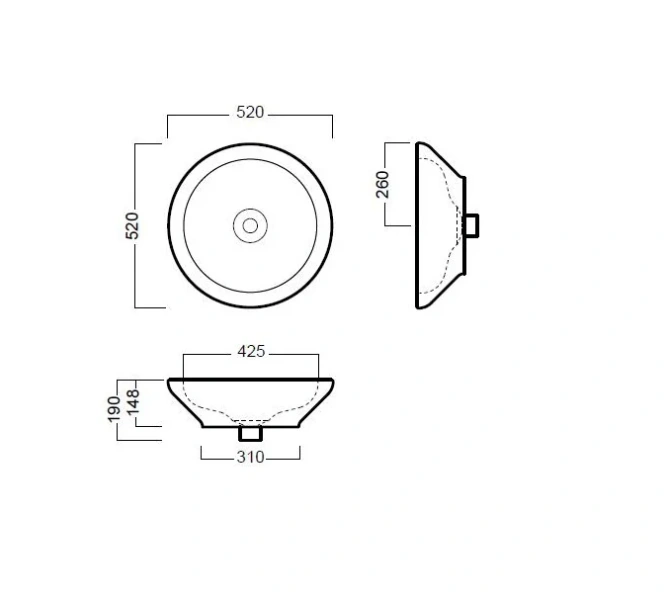Раковина накладная Hatria Sculture Y0MU01 50х50 см (детальная фотография), в форме чаши, круглой формы