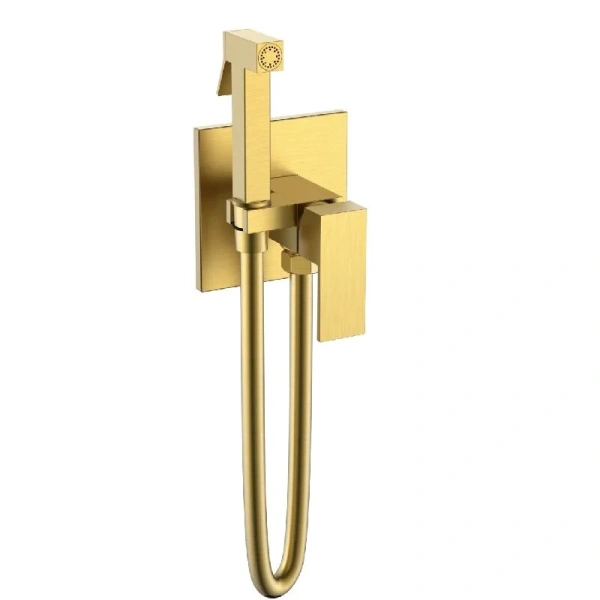 Гигиенический душ со смесителем Boheme Qubic золото матовое 477-MG (детальная фотография)