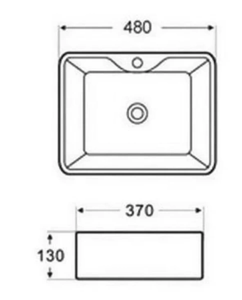 Раковина Azario 48 см накладная AZ-2010 (детальная фотография), современные, hi-tech