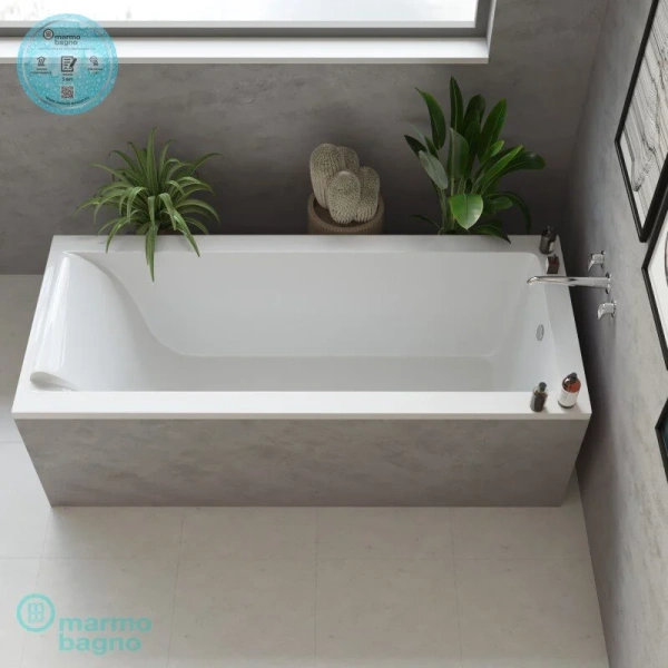 Ванна из искусственного камня Marmo Bagno Ницца 180 x 80 см MB-NP180-80 с подголовником (детальная фотография), современныe, hi-tech