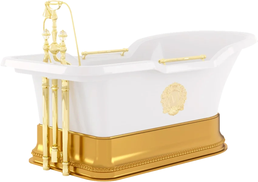 Ванна из искусственного камня Migliore Impero Podium 180х87 см фурнитура золото 25813 (детальная фотография)