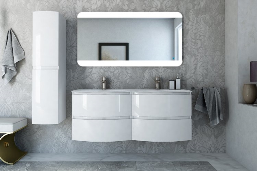 Тумба под раковину подвесная Cezares Vague 69 см Bianco Lucido 44220 (детальная фотография), подвесная, пристенная