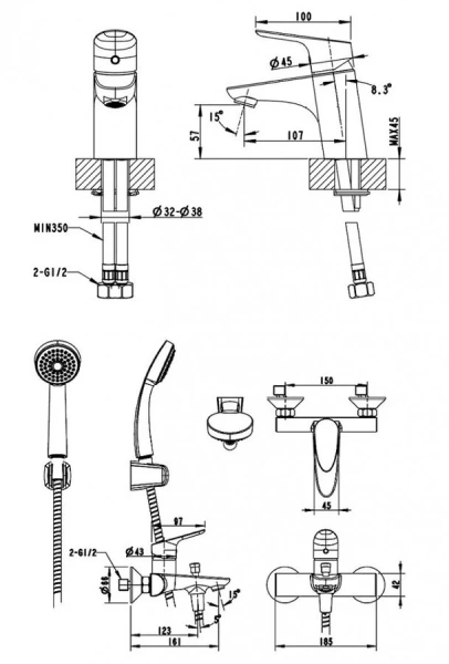 Комплект для ванной комнаты Bravat Drop F00308C (детальная фотография), комплекты