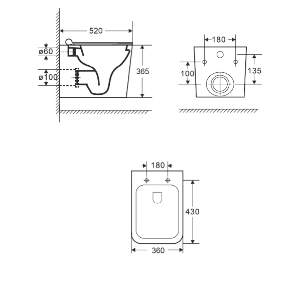 Унитаз подвесной Grossman белый глянцевый GR-4462S (детальная фотография), современные, hi-tech