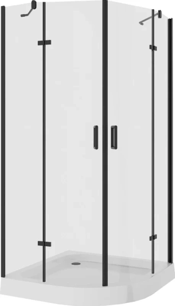 Душевой уголок Niagara Nova 100x100 см полукруглый 68160811BLACK (детальная фотография), полукруглые, четверть круга