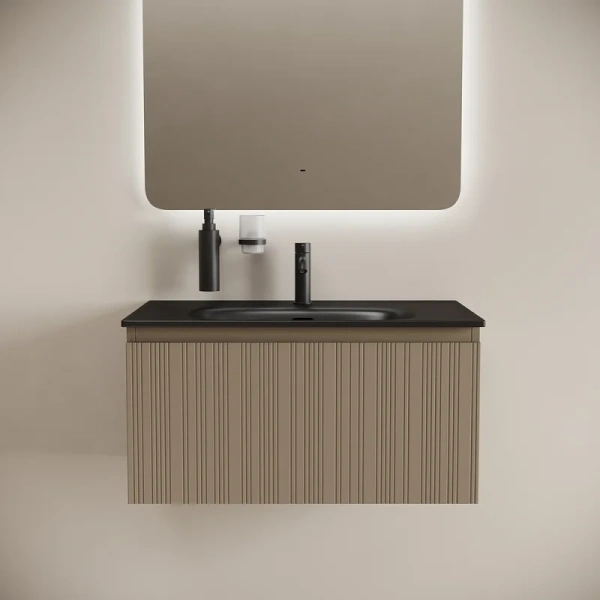 Тумба под раковину подвесная Sancos Code 80 см серо-бежевая CD80GB (детальная фотография), комплект (набор)