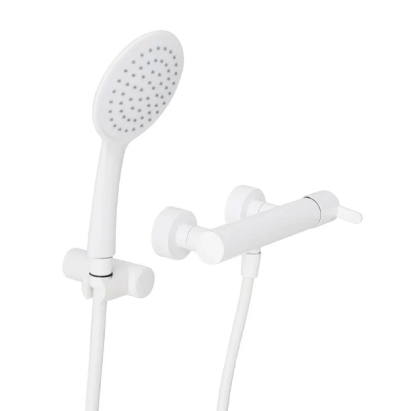 Смеситель для душа Cezares Leaf белый матовый LEAF-D-BIO (детальная фотография), округлая форма, с душевой лейкой