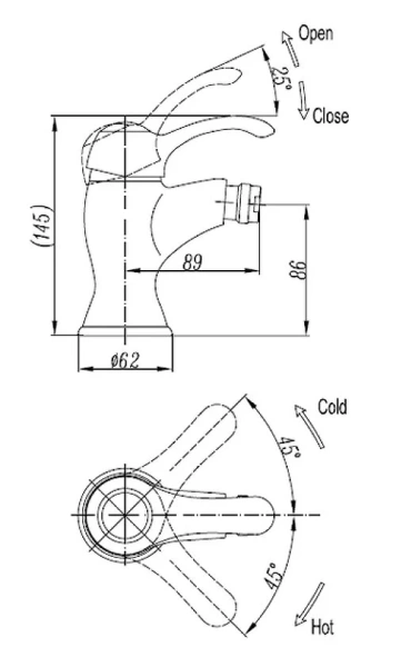 Смеситель для биде Cezares Lira золото LIRA-C-BS1-03 (детальная фотография), для биде