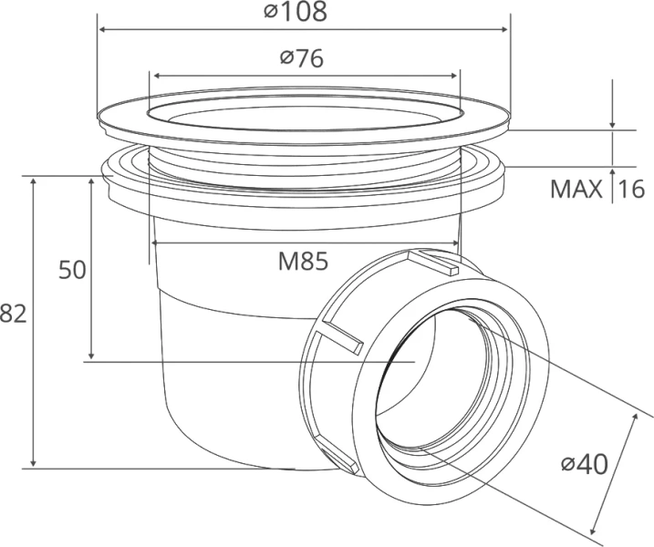 Сифон для душевых поддонов RGW S-010-1 белый 502411101-01 (детальная фотография), по запросу