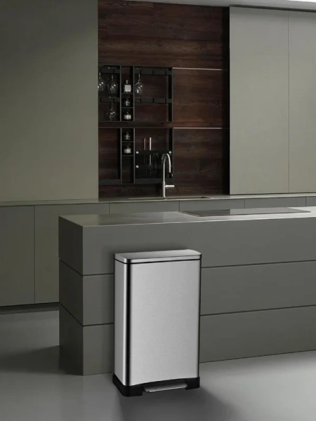 Мусорное ведро WeltWasser WW ME матовая сталь WW LASSY MT 30L (детальная фотография), металлические