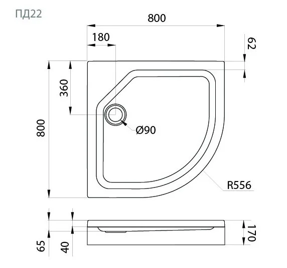 Душевой поддон Triton 80х80 см с экраном Щ0000038720 (детальная фотография), недорогие