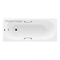 Чугунная ванна Vinsent Veron Soissons VCN1707042H/VH0012BR, 170 x 70 см, ручки бронза, цвет белый