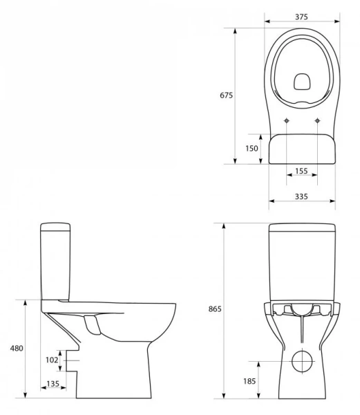Унитаз компакт Cersanit Etiuda CleanOn без крышки P-KO-ETI010-3/6-COn (детальная фотография), современные, hi-tech