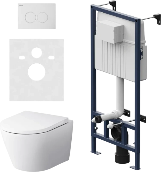 Унитаз с инсталляцией Am.Pm Sense с белой клавишей IS70101.741701 (детальная фотография)
