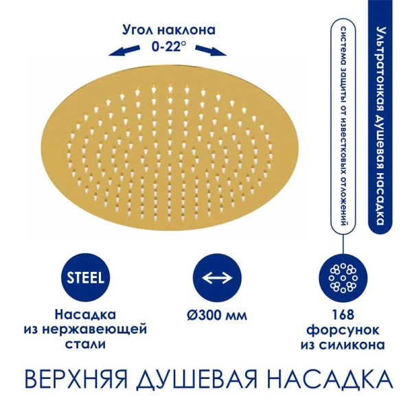 Душевая стойка WasserKRAFT Sauer с термостатическим смесителем A188.263.207.PG Thermo (детальная фотография), с термостатом