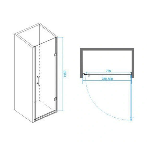 Душевая дверь в нишу RGW Passage PA-06B 80 см профиль черный стекло шиншилла 41080608-54 (детальная фотография), современные, hi-tech