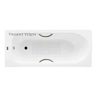 Чугунная ванна Vinsent Veron Soissons VCN1707042H/VH0015BR-AS, 170 x 70 см, с антискользящим покрытием, ручки бронза, цвет белый