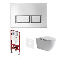 Унитаз с инсталляцией Tece TECEspring панель смыва хром глянцевая