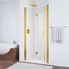 Душевая дверь профиль золотой стекло прозрачное Vegas-glass