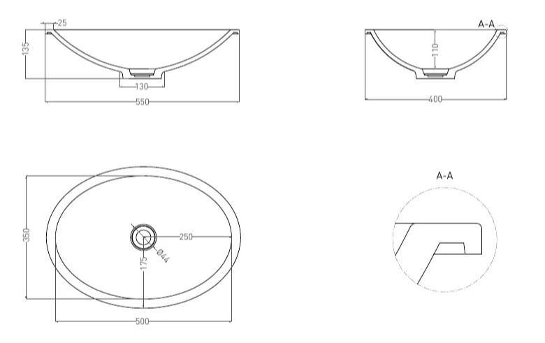 Раковина Salini Marea 11 55 см белая матовая 1802211M (детальная фотография), современные, hi-tech