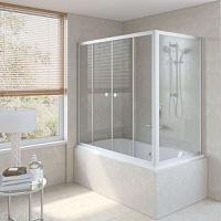 Душевая шторка на ванную профиль матовый хром стекло прозрачное Vegas-glass