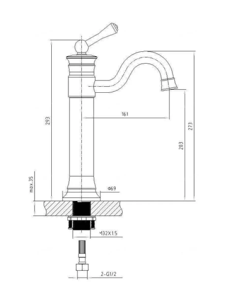 Смеситель для раковины Timo Adelia 6011 (детальная фотография), для раковины