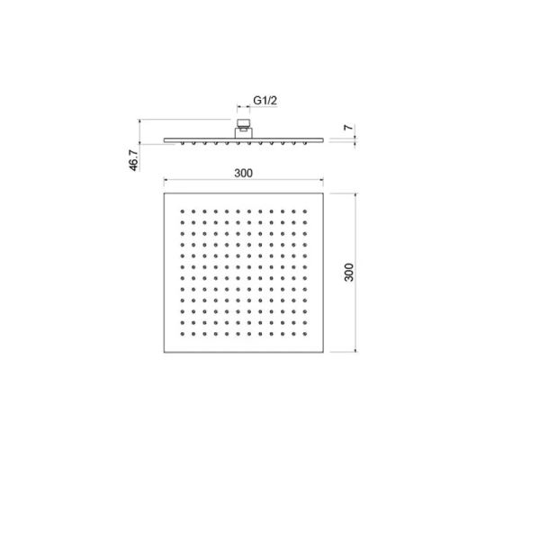 Верхний душ Акватек черный матовый AQ2078MB (детальная фотография), верхние души