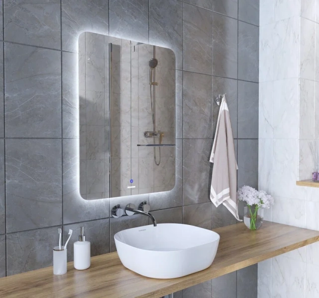 Зеркало с подсветкой Grossman Elegans 60 см прямоугольное 1760801 (детальная фотография), современные, hi-tech