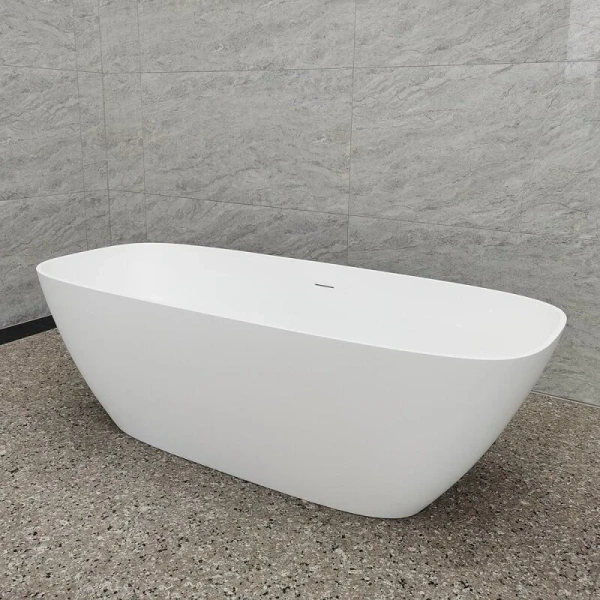 Ванна из искусственного камня Abber Stein 165x70 см белая матовая AS9632 (детальная фотография), без гидромассажа, большие