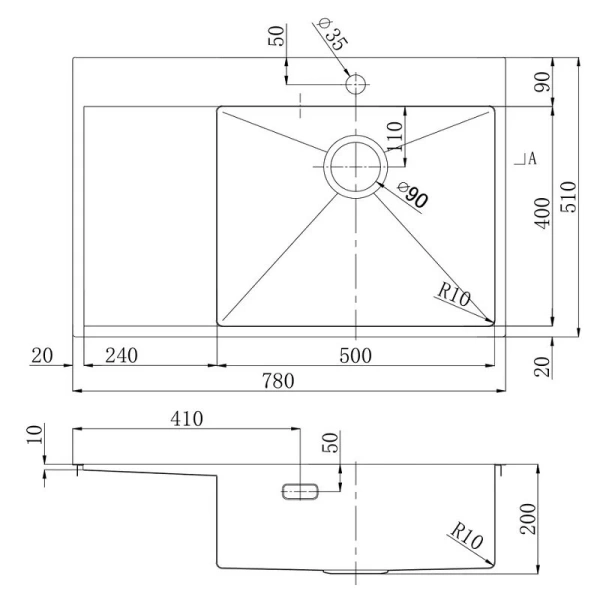 Мойка для кухни Lemark Kezadra 78 см светлое золото, левая 9938150 (детальная фотография), врезные
