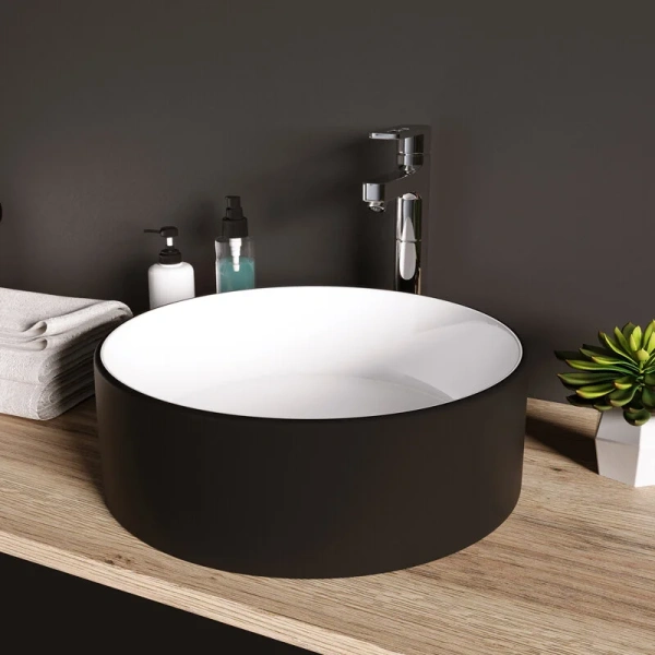 Раковина Grossman 36 см белая/черная GR-4040BW (детальная фотография), белые, черные